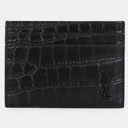 21 F/W 생로랑 YSL 블랙로고 크로커 카드 지갑(블랙) 607603 DZE0U 1000