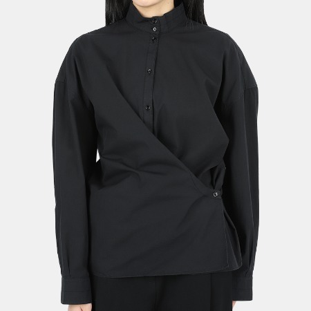 22 S/S 르메르 여성 오피셔 트위스드 코튼 셔츠(블랙) W 221 SH400 LF445 999